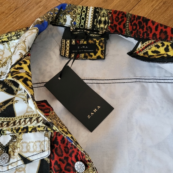 ZARA CHAIN PRINT VERSACE STYLE DENIM JACKET SIZE S NEW. - Picture 7 of 10
